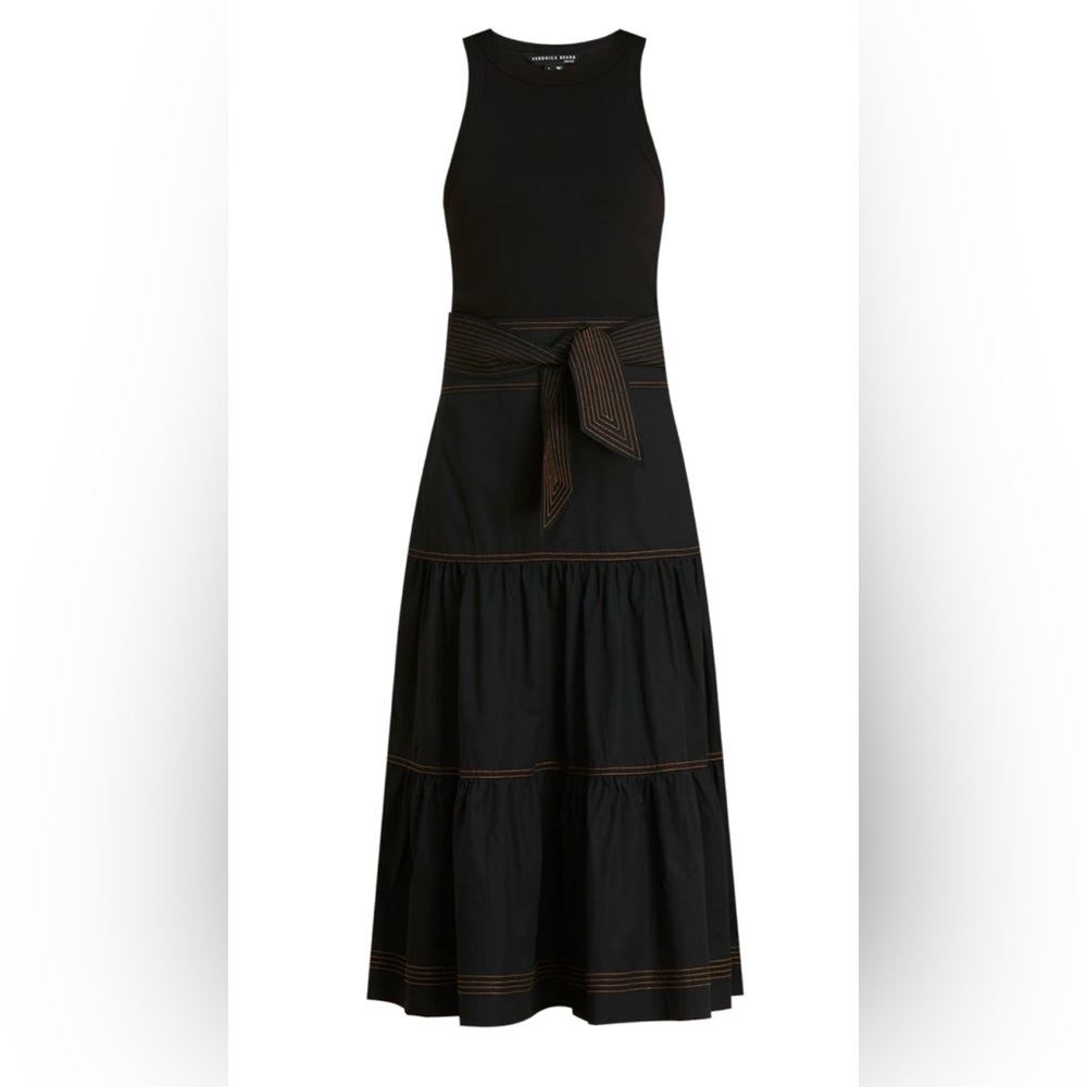 NWOT Veronica Beard Austyn Black Mixed Media Maxi Dress Sz S